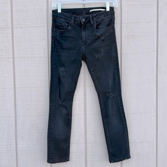 Zara Woman Medium Rise Slim Fit Deconstructed Black Skinny Jeans - Picture 15 of 16